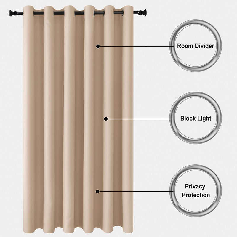 DWCN Total Privacy Room Divider Blackout Curtain - Thermal Curtains for Patio Door, Living Room, Bedroom Partition and Shared Office Space, 1 Grommet Curtain Panel, 8.3ft Wide x 7ft Tall, Beige - Image 3